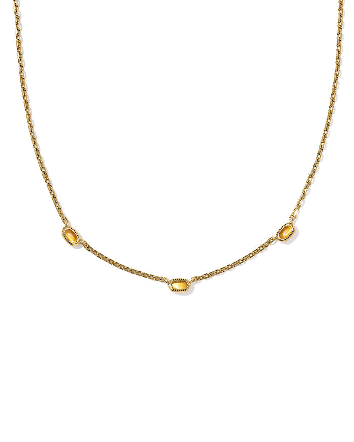 Mini Elisa Three Stone Strand Necklace in Vintage Marbled Amber Illusion
