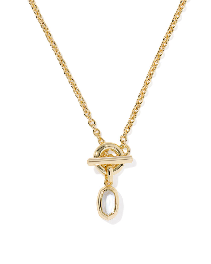 Mini Elisa Toggle Pendant Necklace Gold Ivory Mother of Pearl