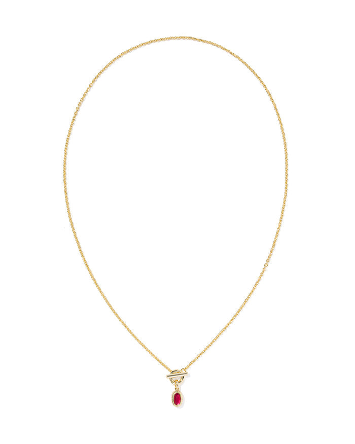 Mini Elisa Toggle Pendant Necklace in Gold Carmine Red Illusion