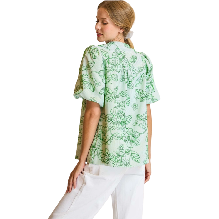 Mint Magnolia Puff Sleeve Top