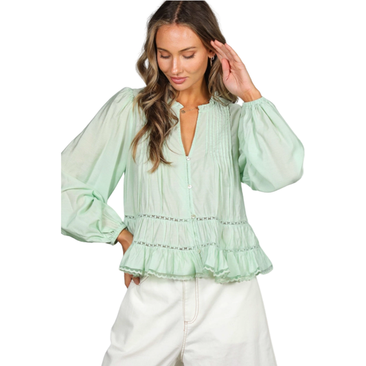 Mint Meadow Peasant Blouse
