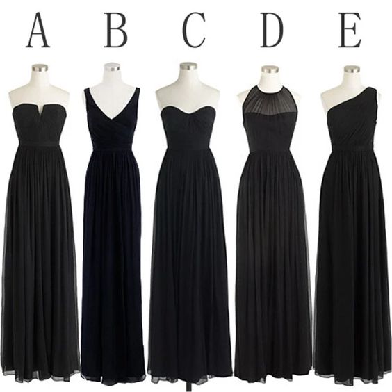 Mismatched Bridesmaid Dresses 2021 - Black Chiffon Maxi Dresses