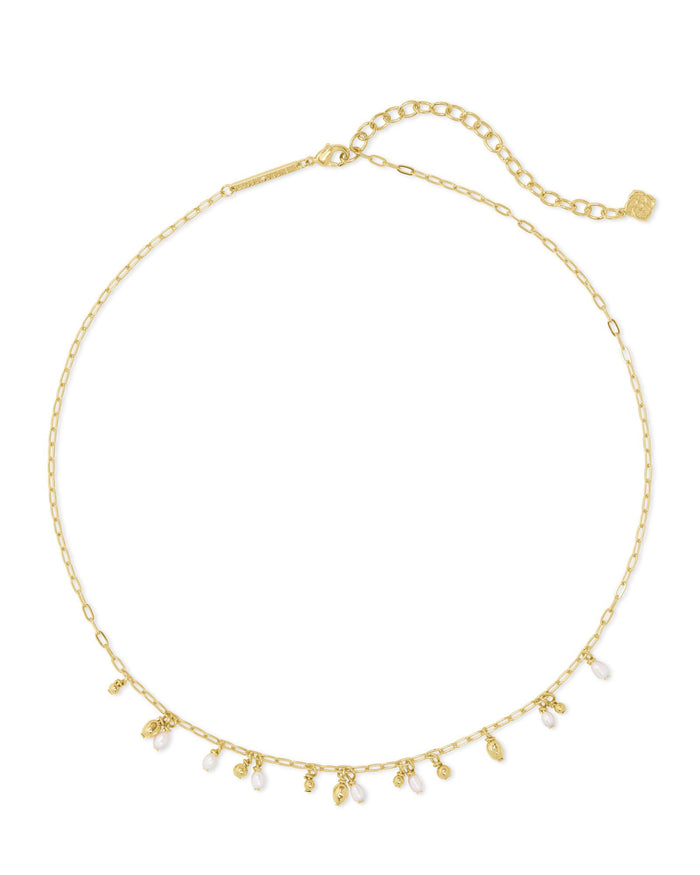 Mollie Choker Necklace in Gold White Pearl