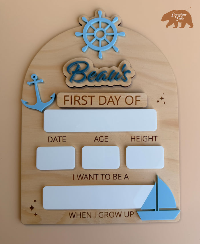 MY FIRST/LAST DAY OF SCHOOL BOARD | BOAT | Personalised | Plywood & Acrylic