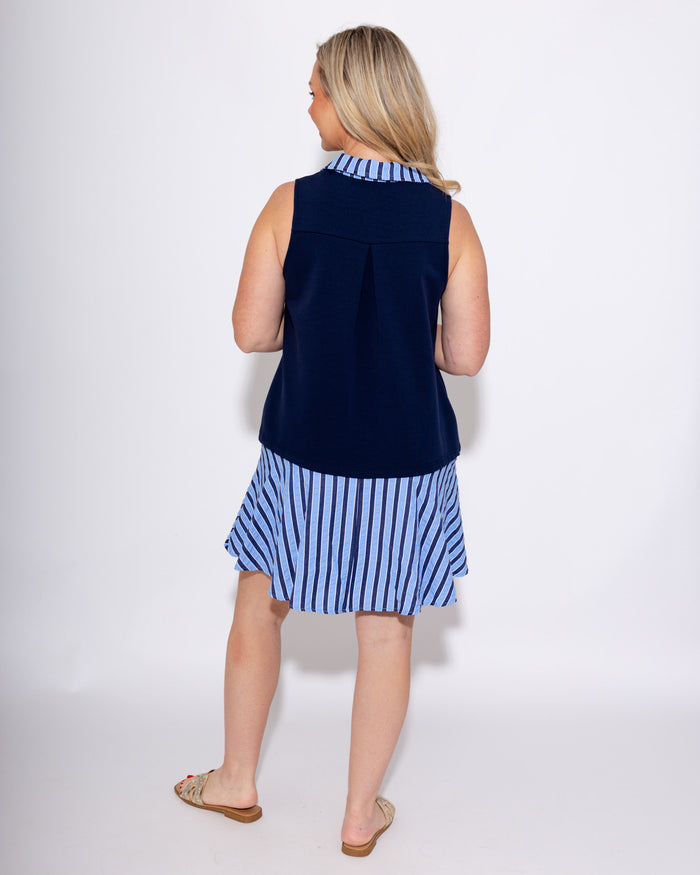 Navy Striped Charm Mini Dress