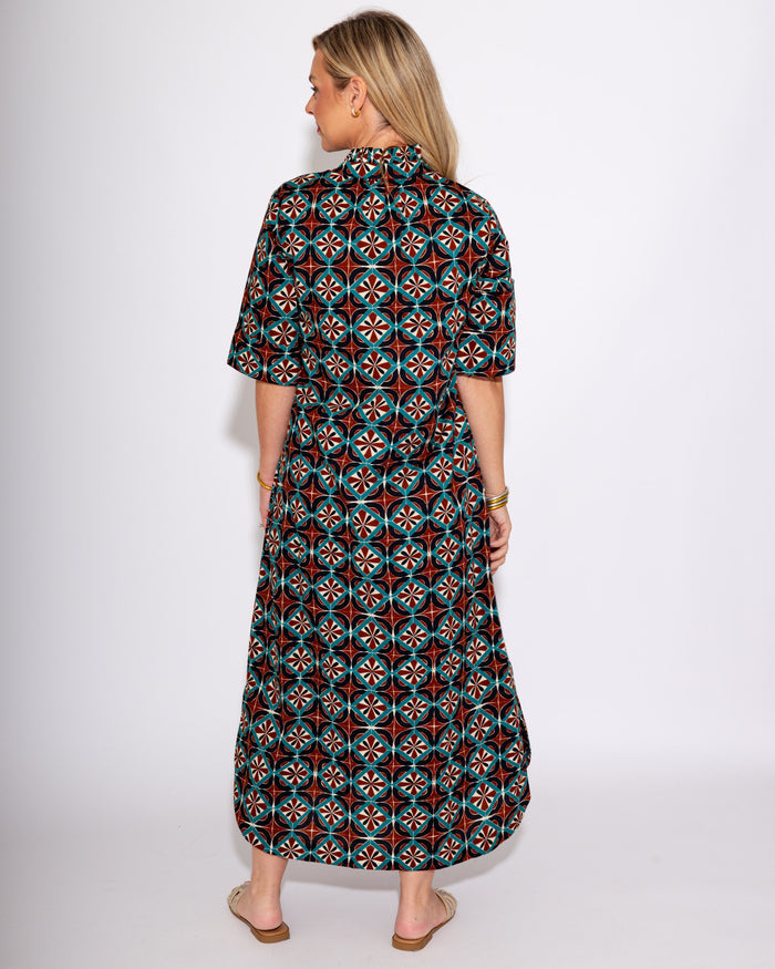 Navy + Teal Geometric Midi