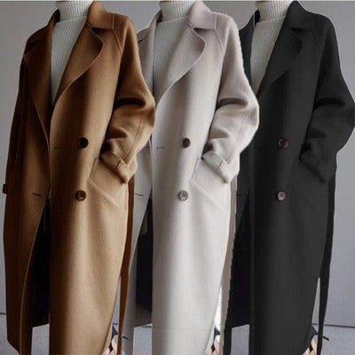 New medium length loose cashmere woolen coat