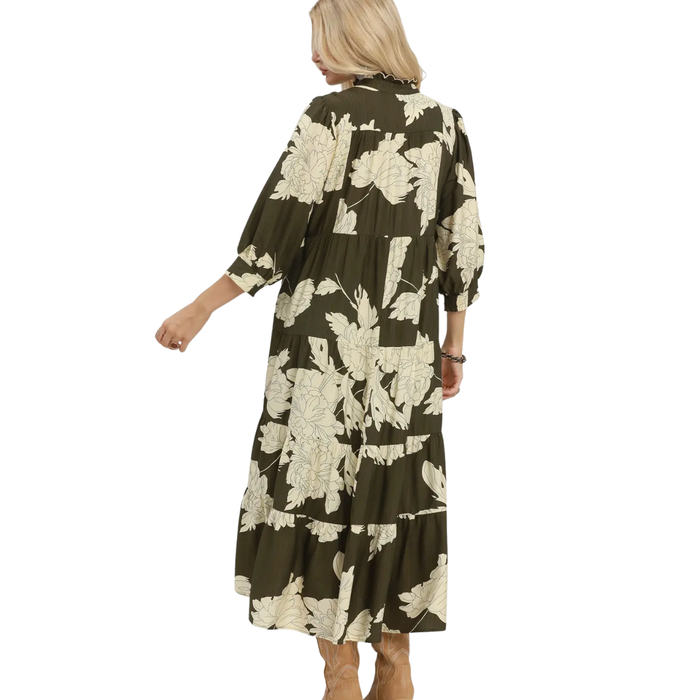 Olive Bloom Maxi Dress