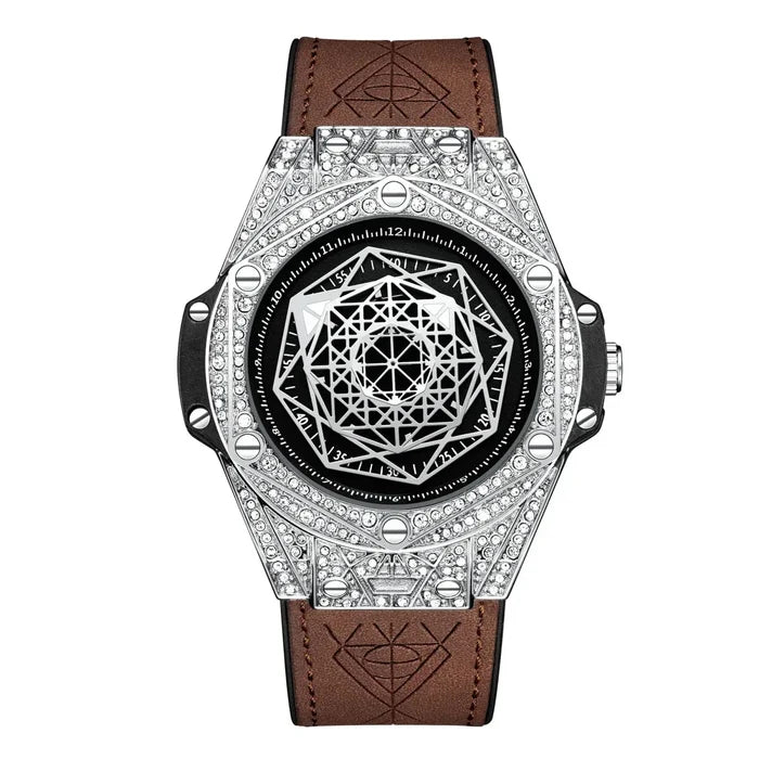 ONOLA Waterproof Sports Watch for Men - Quartz Diamond Clock with Leather Belt - Allen-Fitness