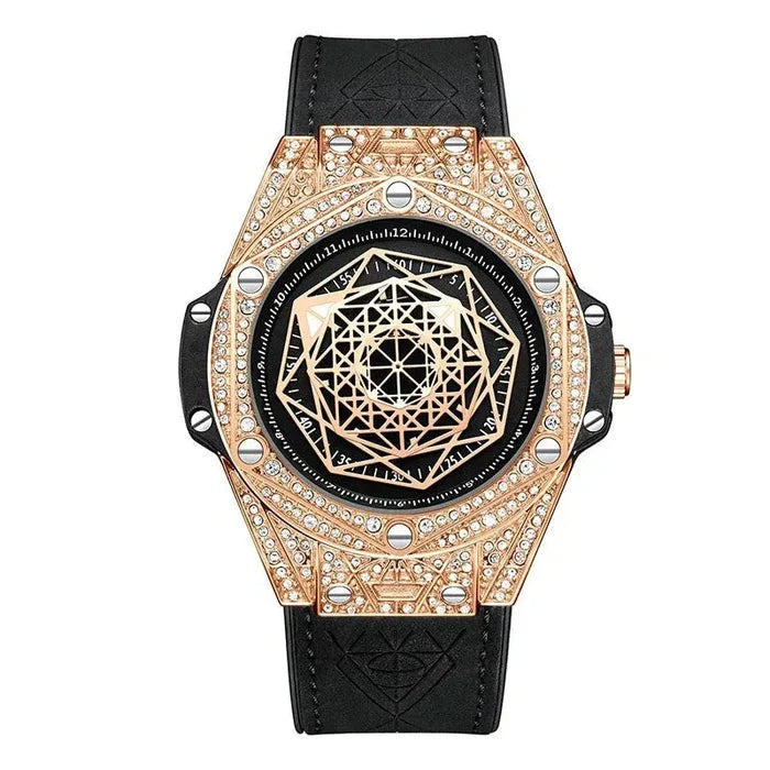 ONOLA Waterproof Sports Watch for Men - Quartz Diamond Clock with Leather Belt - Allen-Fitness