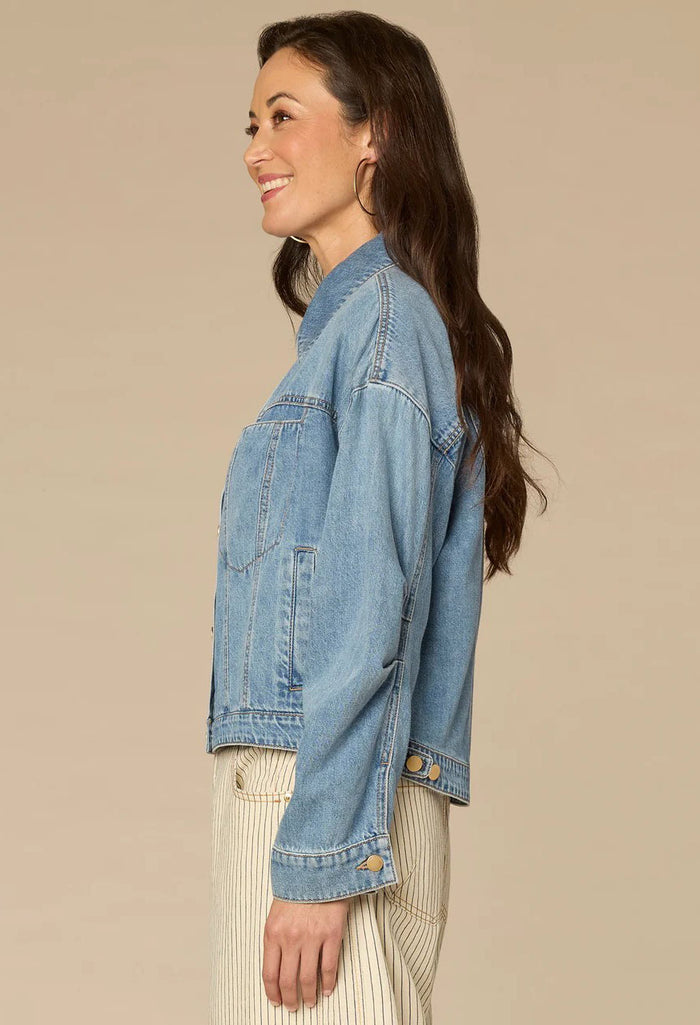 Oversized Barrel Sleeve Denim Jacket
