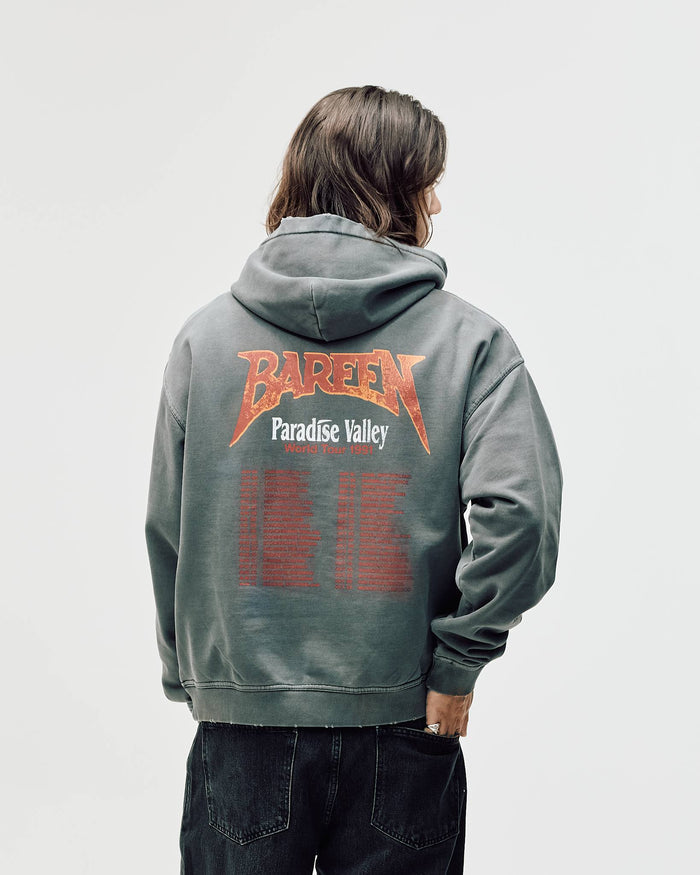 Oversized Hoodie, Men - World Tour - Washed Black