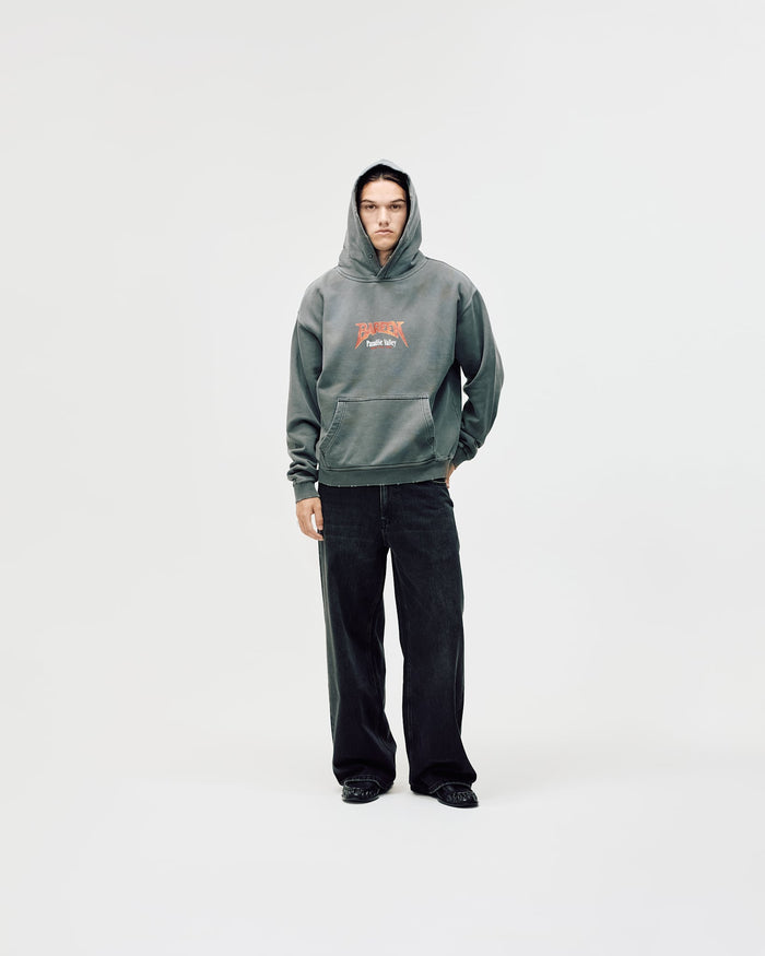 Oversized Hoodie, Men - World Tour - Washed Black