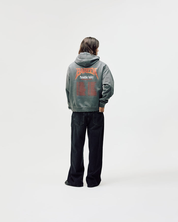 Oversized Hoodie, Men - World Tour - Washed Black
