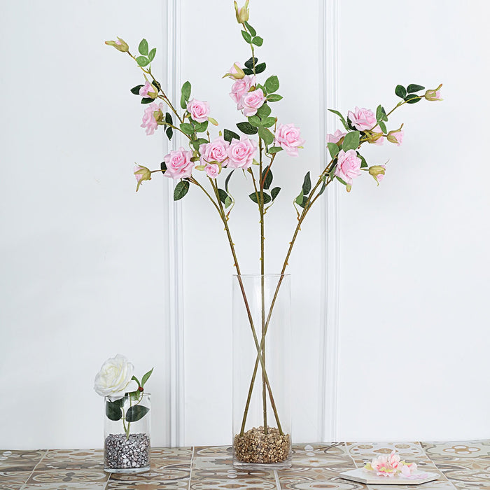Pack of 2 | 38 inch Pink Silk Long Stem Roses, Artificial Flowers Rose Bouquet