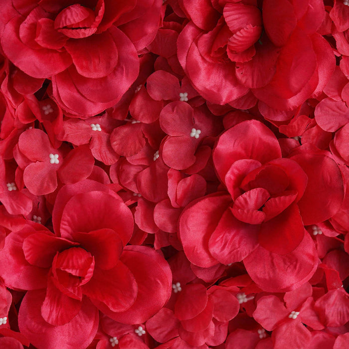 4 Pack 11 Sq ft. UV Protected 3D Red Silk Rose & Hydrangea Flower Wall Mat Panel#whtbkgd