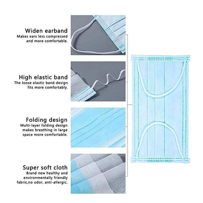 Pack of 50 - 3 Ply Disposable Face Mask with Ear Loop