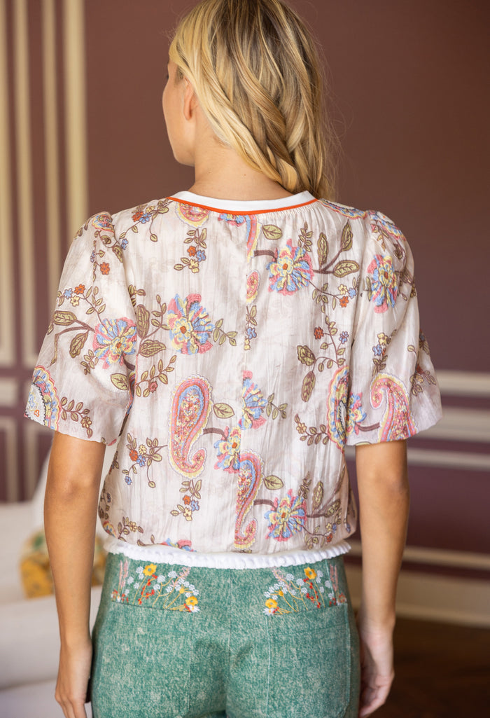Paisley Embroidered Top