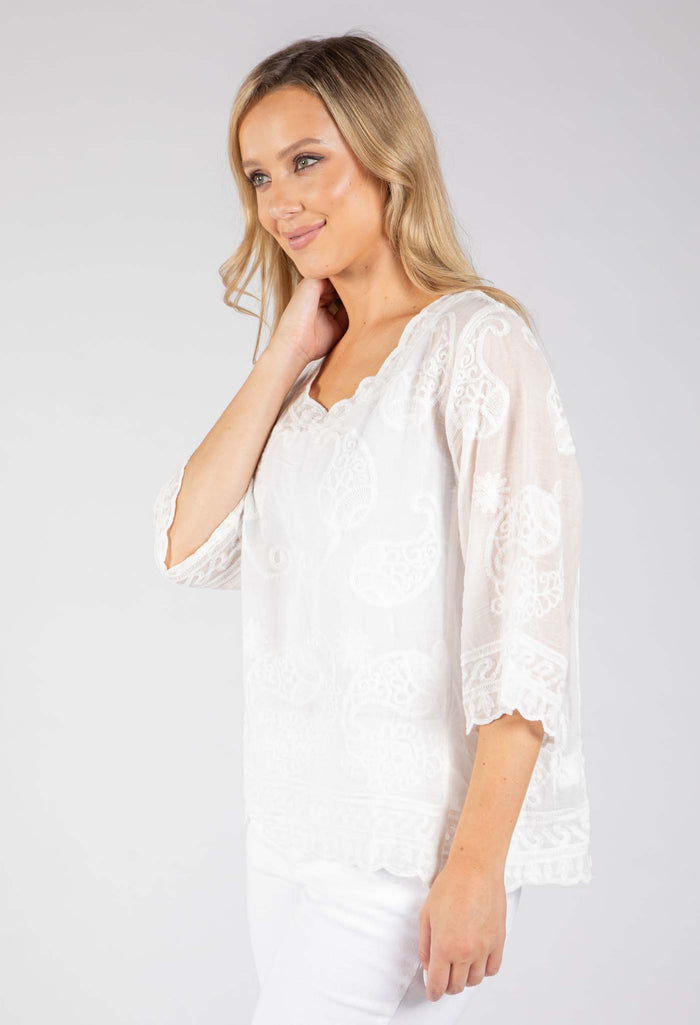 Paisley Embroidery Blouse