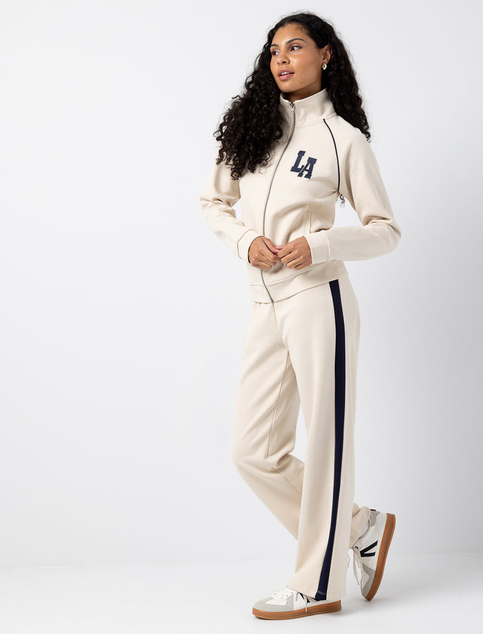 Pantalon taille élastique à bandes contrastantes