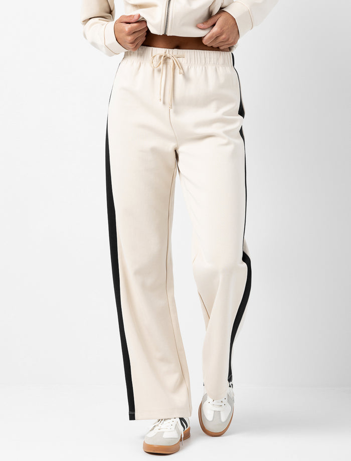 Pantalon taille élastique à bandes contrastantes