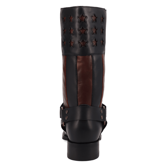 PRODUCT SHOT PATRIOT LEATHER BOOT AT 180 DEGREE BACK ANGLE