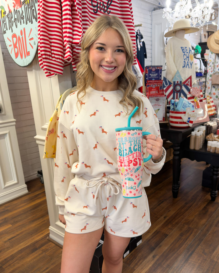 Patriotic Pup Graphic Top & Shorts Set