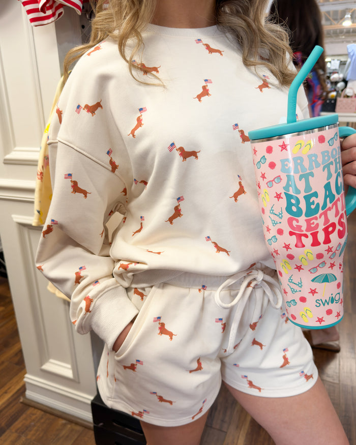 Patriotic Pup Graphic Top & Shorts Set