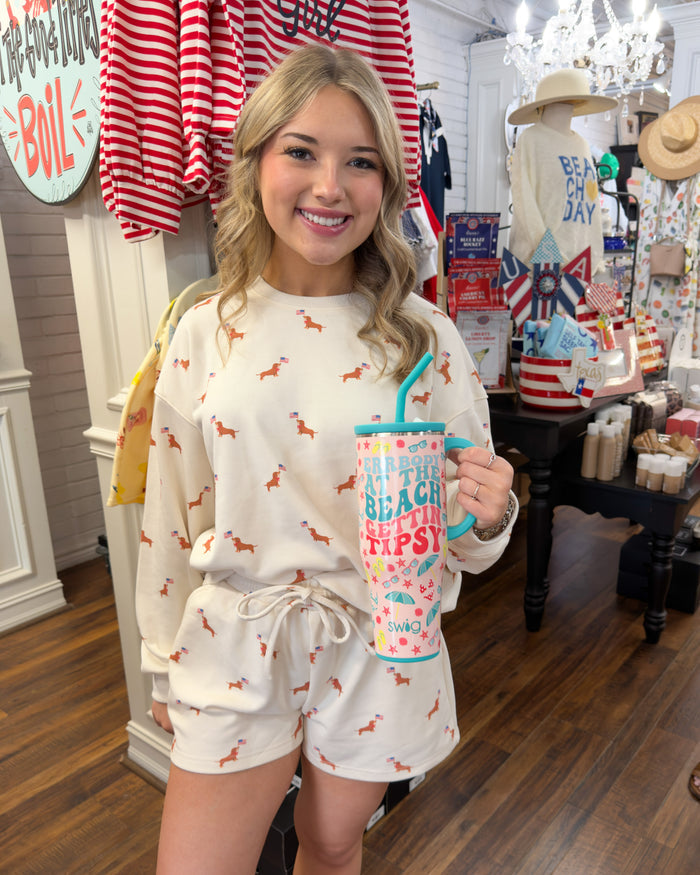 Patriotic Pup Graphic Top & Shorts Set