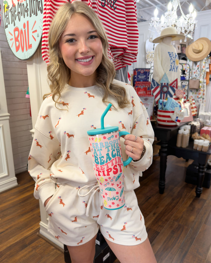 Patriotic Pup Graphic Top & Shorts Set