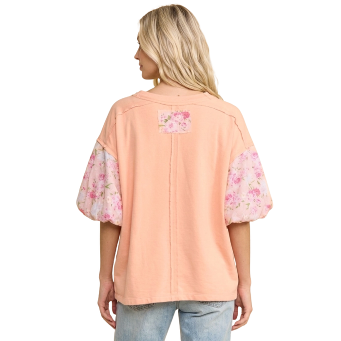 Peachy Bloom Puff Sleeve Tee