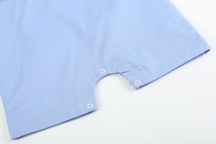 Periwinkle Blue Crosses Smocked Shortalls - Lil Cactus