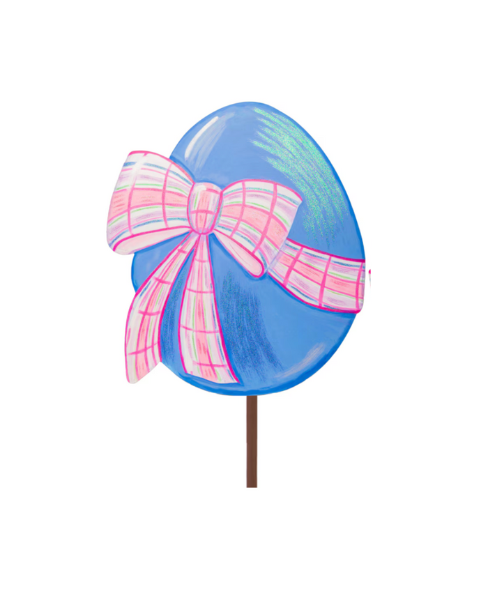 Periwinkle Egg with Plaid Bow
