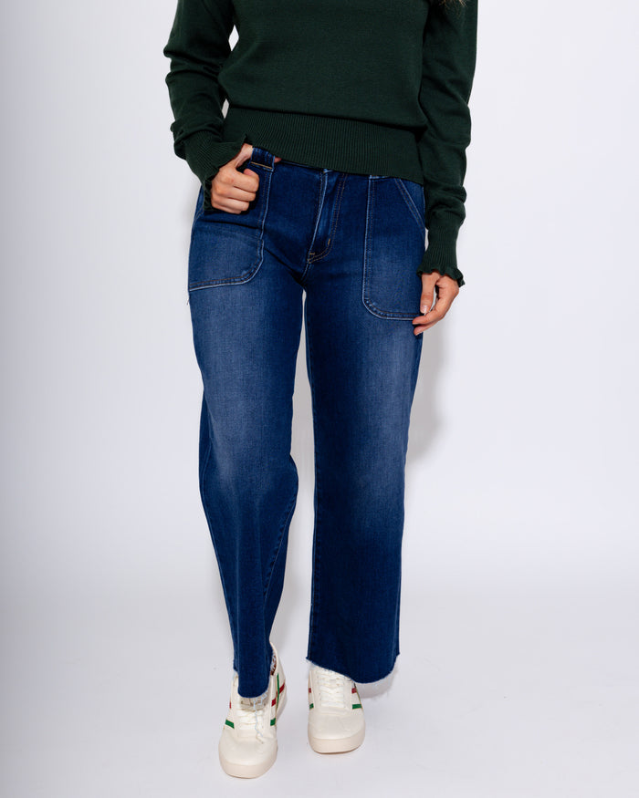 Petite Palazzo Jeans in Dark