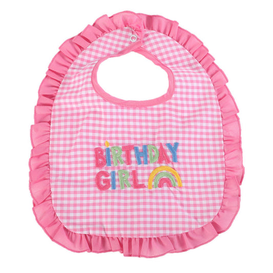 Pink Gingham 'Birthday Girl' Bib - Lil Cactus