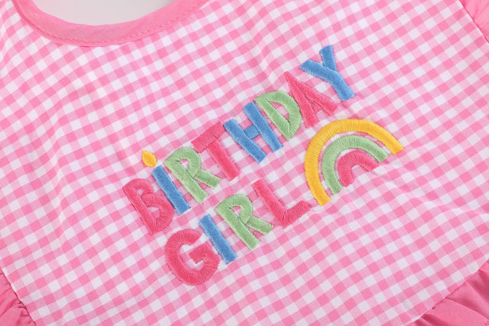 Pink Gingham 'Birthday Girl' Bib - Lil Cactus