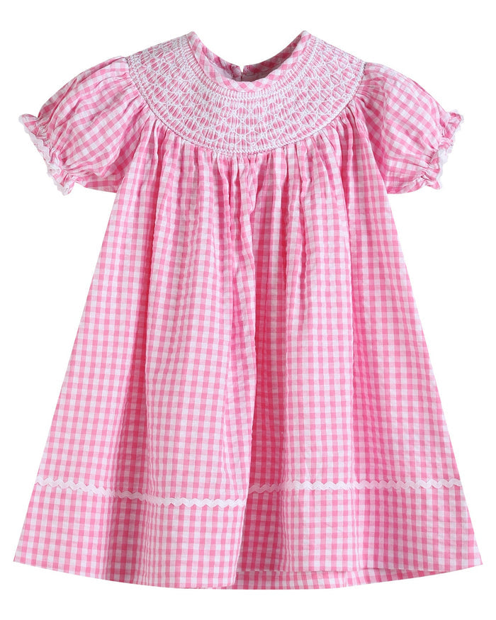 Pink Gingham Classic Smocked Bishop Dress - Lil Cactus