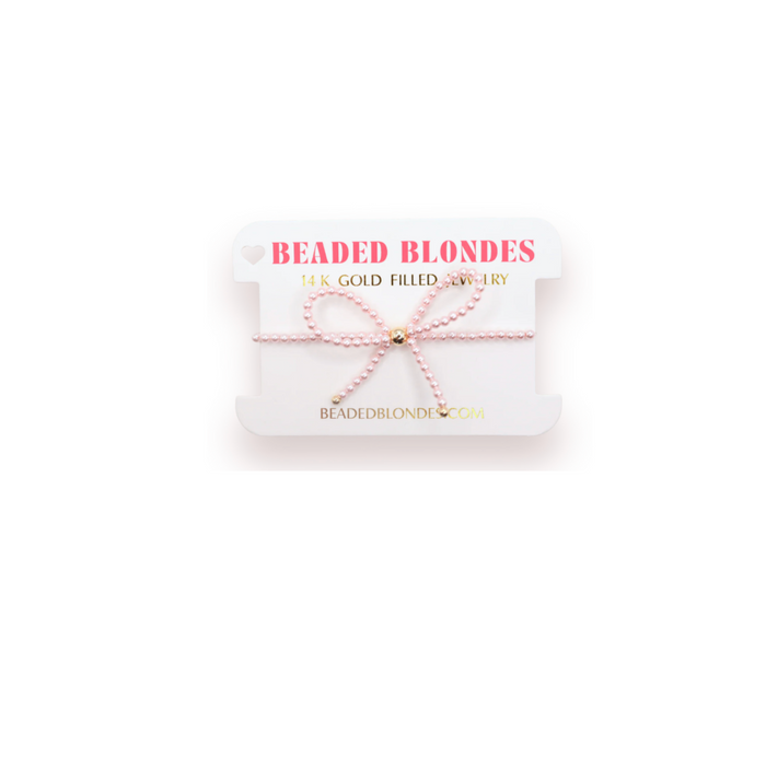 Pink Pearl Beaded Bow Bracelet