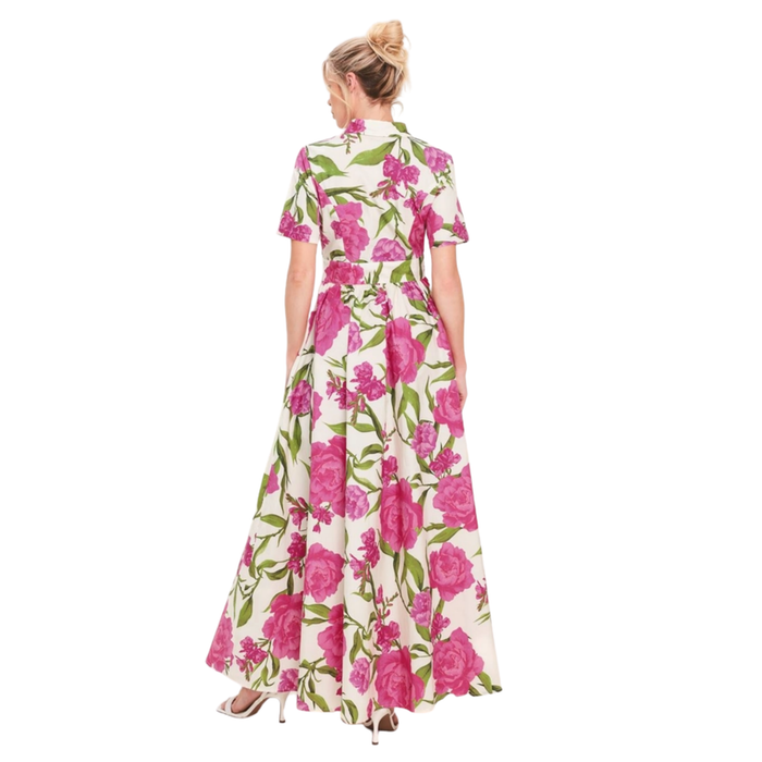 Pink Peony Garden Shirt Dress