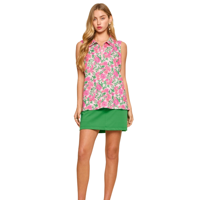 Pink Petals Polo Blouse