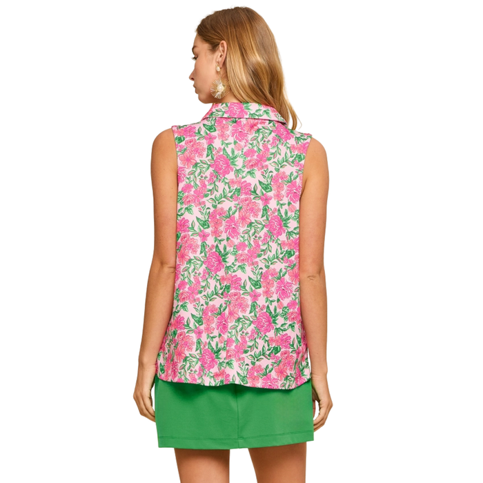 Pink Petals Polo Blouse