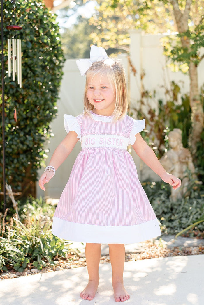 Pink Striped Big Sister Smocked Dress - Lil Cactus