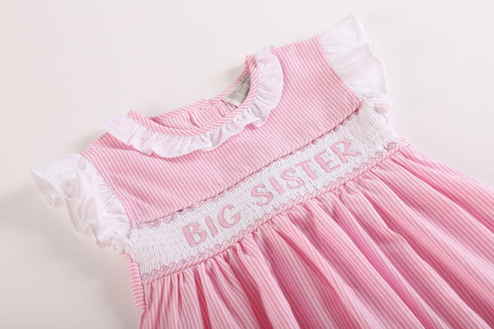 Pink Striped Big Sister Smocked Dress - Lil Cactus