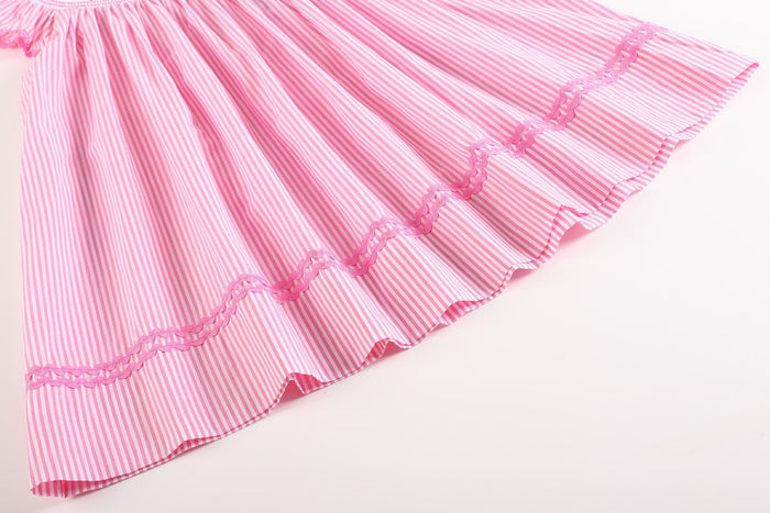 Pink Striped Flamingo Smocked Bishop Dress - Lil Cactus