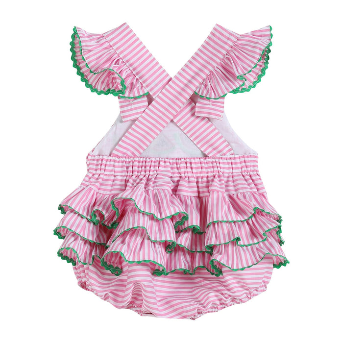 Pink Striped Watermelon Smocked Bubble Romper - Lil Cactus