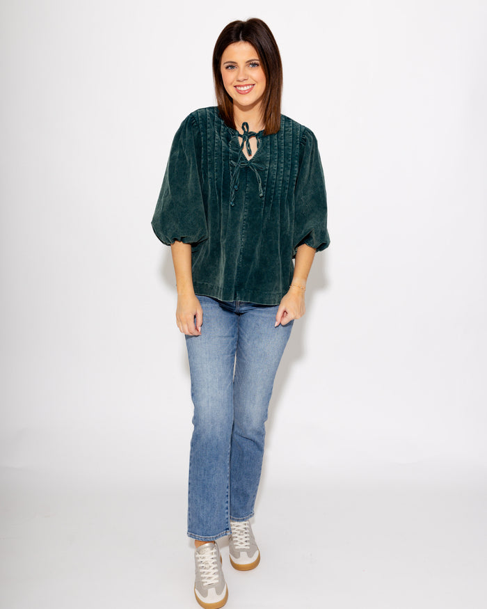 Pintuck & Puff Corduroy Top