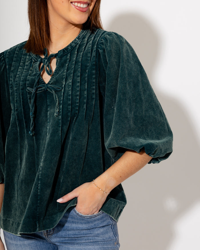 Pintuck & Puff Corduroy Top