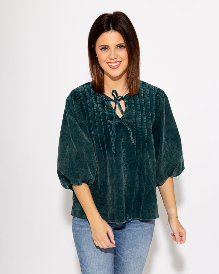 Pintuck & Puff Corduroy Top