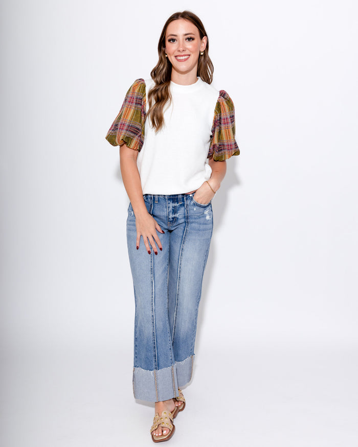 Plaid Perfection Puff Sleeve Top
