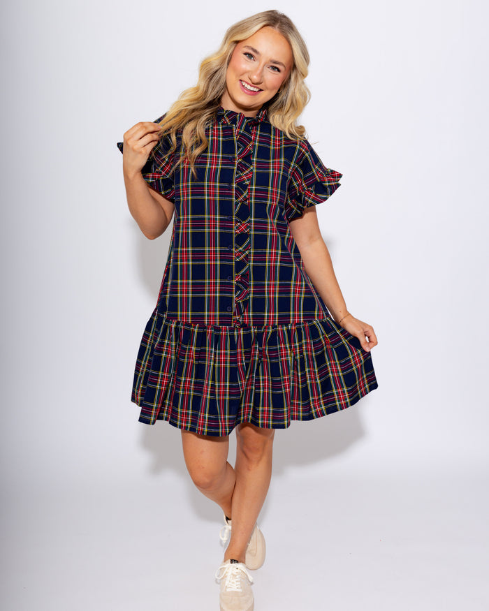Plaid Perfection Ruffle Mini Dress